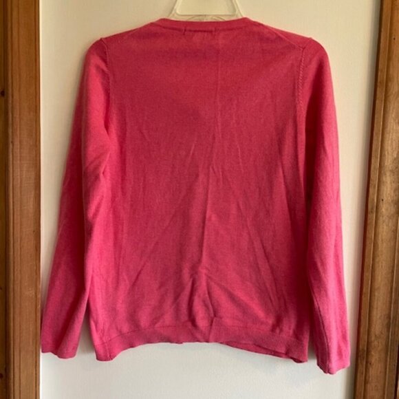 BODEN Pink Red Grosgrain Placket Button Cotton Long Sleeve Cardigan Swea… - Picture 8 of 15